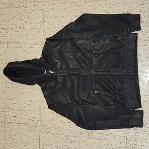 True Religion Navy Blue Coated Full Zip Hoodie Sweater